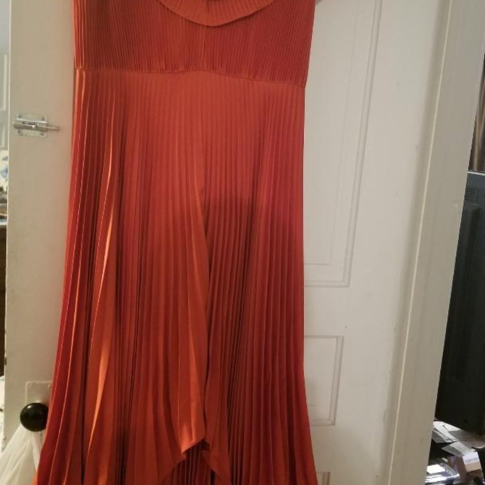 tampico ruffle pleat asymmetrical gown